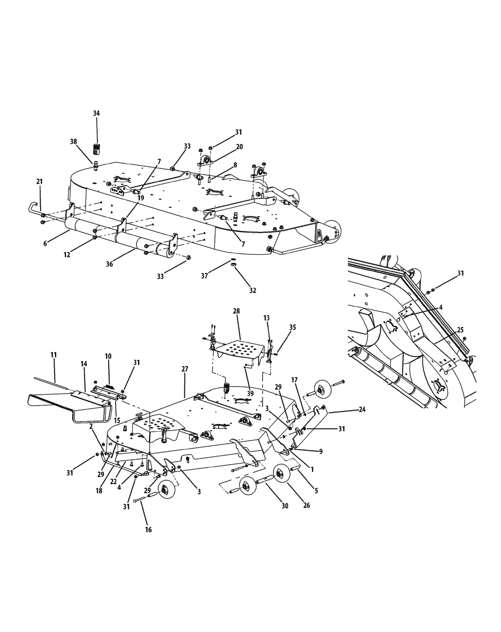 Fabricated Deck Assembly 60-Inch Diagram and Parts List for M60-KW (53AI8CT6050-31HP-OHV)(2010) Cub Cadet Lawn Tractor